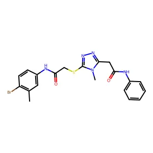 2-[5-({2-[(4-bromo-3-methylphenyl)amino]-2-oxoethyl}sulfanyl)-4-methyl-4H-1,2,4-triazol-3-yl]-N-phenylacetamide structure