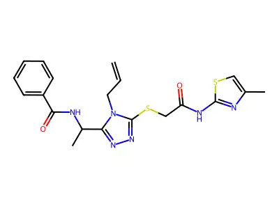 N-{1-[5-({2-[(4-methyl-1,3-thiazol-2-yl)amino]-2-oxoethyl}sulfanyl)-4-(prop-2-en-1-yl)-4H-1,2,4-triazol-3-yl]ethyl}benzamide structure