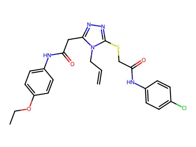 2-[5-({2-[(4-chlorophenyl)amino]-2-oxoethyl}sulfanyl)-4-(prop-2-en-1-yl)-4H-1,2,4-triazol-3-yl]-N-(4-ethoxyphenyl)acetamide structure