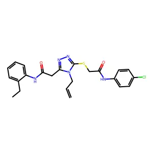 2-[5-({2-[(4-chlorophenyl)amino]-2-oxoethyl}sulfanyl)-4-(prop-2-en-1-yl)-4H-1,2,4-triazol-3-yl]-N-(2-ethylphenyl)acetamide structure