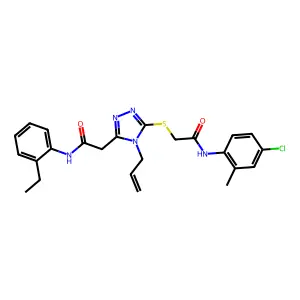 2-[5-({2-[(4-chloro-2-methylphenyl)amino]-2-oxoethyl}sulfanyl)-4-(prop-2-en-1-yl)-4H-1,2,4-triazol-3-yl]-N-(2-ethylphenyl)acetamide structure