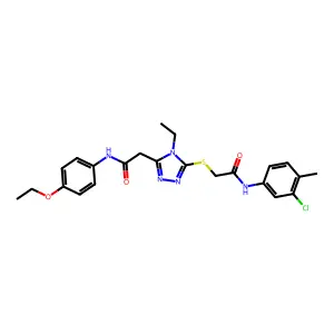 2-[5-({2-[(3-chloro-4-methylphenyl)amino]-2-oxoethyl}sulfanyl)-4-ethyl-4H-1,2,4-triazol-3-yl]-N-(4-ethoxyphenyl)acetamide structure