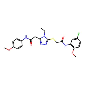 2-[5-({2-[(5-chloro-2-methoxyphenyl)amino]-2-oxoethyl}sulfanyl)-4-ethyl-4H-1,2,4-triazol-3-yl]-N-(4-methoxyphenyl)acetamide structure