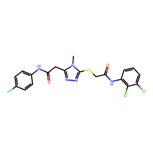 2-[5-({2-[(2,3-dichlorophenyl)amino]-2-oxoethyl}sulfanyl)-4-methyl-4H-1,2,4-triazol-3-yl]-N-(4-fluorophenyl)acetamide structure