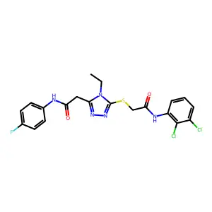 2-[5-({2-[(2,3-dichlorophenyl)amino]-2-oxoethyl}sulfanyl)-4-ethyl-4H-1,2,4-triazol-3-yl]-N-(4-fluorophenyl)acetamide structure