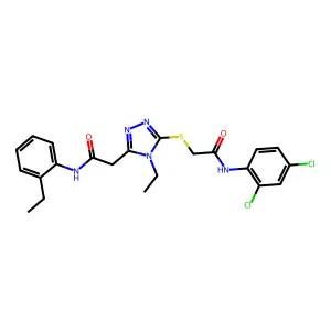 2-[5-({2-[(2,4-dichlorophenyl)amino]-2-oxoethyl}sulfanyl)-4-ethyl-4H-1,2,4-triazol-3-yl]-N-(2-ethylphenyl)acetamide structure