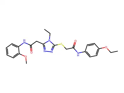 2-[5-({2-[(4-ethoxyphenyl)amino]-2-oxoethyl}sulfanyl)-4-ethyl-4H-1,2,4-triazol-3-yl]-N-(2-methoxyphenyl)acetamide structure