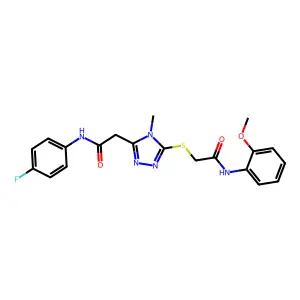 2-[(5-{2-[(4-fluorophenyl)amino]-2-oxoethyl}-4-methyl-4H-1,2,4-triazol-3-yl)sulfanyl]-N-(2-methoxyphenyl)acetamide structure