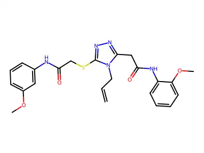 2-[5-[2-(3-methoxyanilino)-2-oxoethyl]sulfanyl-4-prop-2-enyl-1,2,4-triazol-3-yl]-N-(2-methoxyphenyl)acetamide structure