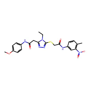 2-[(4-ethyl-5-{2-[(4-methoxyphenyl)amino]-2-oxoethyl}-4H-1,2,4-triazol-3-yl)sulfanyl]-N-(4-methyl-3-nitrophenyl)acetamide structure