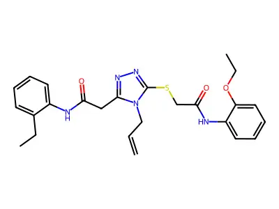 2-[5-({2-[(2-ethoxyphenyl)amino]-2-oxoethyl}sulfanyl)-4-(prop-2-en-1-yl)-4H-1,2,4-triazol-3-yl]-N-(2-ethylphenyl)acetamide structure