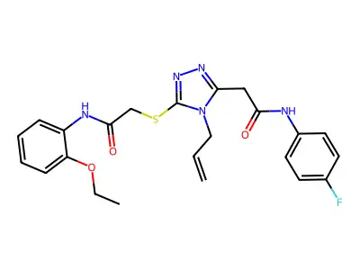 2-[5-({2-[(2-ethoxyphenyl)amino]-2-oxoethyl}sulfanyl)-4-(prop-2-en-1-yl)-4H-1,2,4-triazol-3-yl]-N-(4-fluorophenyl)acetamide structure