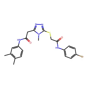 2-[5-({2-[(4-bromophenyl)amino]-2-oxoethyl}sulfanyl)-4-methyl-4H-1,2,4-triazol-3-yl]-N-(3,4-dimethylphenyl)acetamide structure