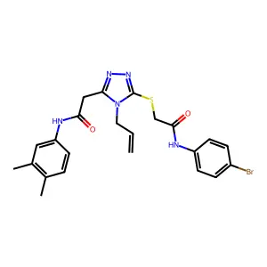 2-[5-({2-[(4-bromophenyl)amino]-2-oxoethyl}sulfanyl)-4-(prop-2-en-1-yl)-4H-1,2,4-triazol-3-yl]-N-(3,4-dimethylphenyl)acetamide structure