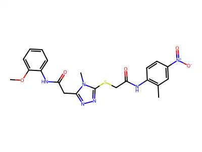 2-[(5-{2-[(2-methoxyphenyl)amino]-2-oxoethyl}-4-methyl-4H-1,2,4-triazol-3-yl)sulfanyl]-N-(2-methyl-4-nitrophenyl)acetamide structure