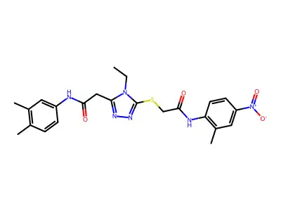 2-[(5-{2-[(3,4-dimethylphenyl)amino]-2-oxoethyl}-4-ethyl-4H-1,2,4-triazol-3-yl)sulfanyl]-N-(2-methyl-4-nitrophenyl)acetamide structure