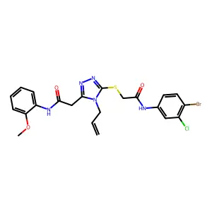 2-[5-({2-[(4-bromo-3-chlorophenyl)amino]-2-oxoethyl}sulfanyl)-4-(prop-2-en-1-yl)-4H-1,2,4-triazol-3-yl]-N-(2-methoxyphenyl)acetamide structure