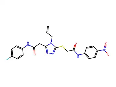 2-{[5-{2-[(4-fluorophenyl)amino]-2-oxoethyl}-4-(prop-2-en-1-yl)-4H-1,2,4-triazol-3-yl]sulfanyl}-N-(4-nitrophenyl)acetamide structure