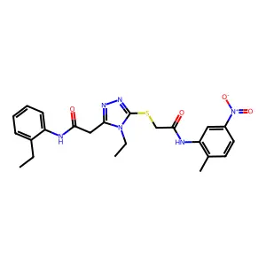 2-[(4-ethyl-5-{2-[(2-ethylphenyl)amino]-2-oxoethyl}-4H-1,2,4-triazol-3-yl)sulfanyl]-N-(2-methyl-5-nitrophenyl)acetamide structure