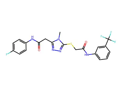 2-[(5-{2-[(4-fluorophenyl)amino]-2-oxoethyl}-4-methyl-4H-1,2,4-triazol-3-yl)sulfanyl]-N-[3-(trifluoromethyl)phenyl]acetamide structure