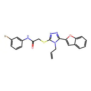 2-[[5-(1-benzofuran-2-yl)-4-prop-2-enyl-1,2,4-triazol-3-yl]sulfanyl]-N-(3-bromophenyl)acetamide structure