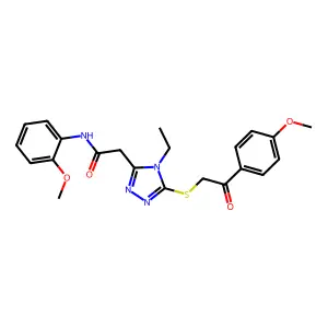 2-(4-ethyl-5-{[2-(4-methoxyphenyl)-2-oxoethyl]sulfanyl}-4H-1,2,4-triazol-3-yl)-N-(2-methoxyphenyl)acetamide structure
