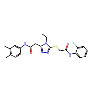 2-[(5-{2-[(3,4-dimethylphenyl)amino]-2-oxoethyl}-4-ethyl-4H-1,2,4-triazol-3-yl)sulfanyl]-N-(2-fluorophenyl)acetamide structure