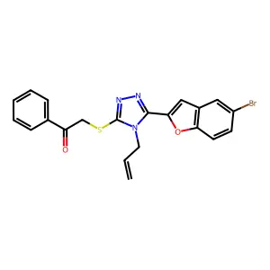 2-[[5-(5-bromo-1-benzofuran-2-yl)-4-prop-2-enyl-1,2,4-triazol-3-yl]sulfanyl]-1-phenylethanone structure