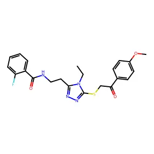 N-[2-(4-ethyl-5-{[2-(4-methoxyphenyl)-2-oxoethyl]sulfanyl}-4H-1,2,4-triazol-3-yl)ethyl]-2-fluorobenzamide structure