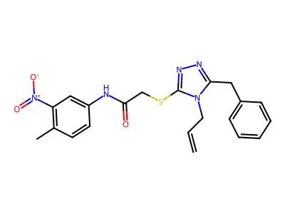 2-[(5-benzyl-4-prop-2-enyl-1,2,4-triazol-3-yl)sulfanyl]-N-(4-methyl-3-nitrophenyl)acetamide structure