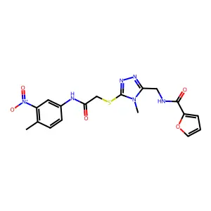 N-[[4-methyl-5-[2-(4-methyl-3-nitroanilino)-2-oxoethyl]sulfanyl-1,2,4-triazol-3-yl]methyl]furan-2-carboxamide structure