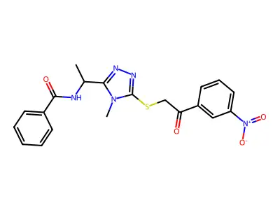 N-[1-(4-methyl-5-{[2-(3-nitrophenyl)-2-oxoethyl]sulfanyl}-4H-1,2,4-triazol-3-yl)ethyl]benzamide structure