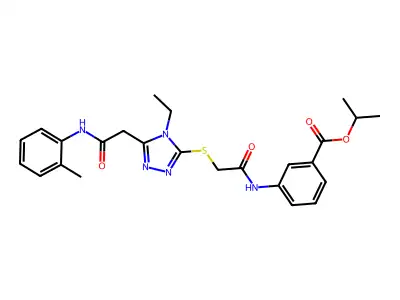 propan-2-yl 3-({[(4-ethyl-5-{2-[(2-methylphenyl)amino]-2-oxoethyl}-4H-1,2,4-triazol-3-yl)sulfanyl]acetyl}amino)benzoate structure