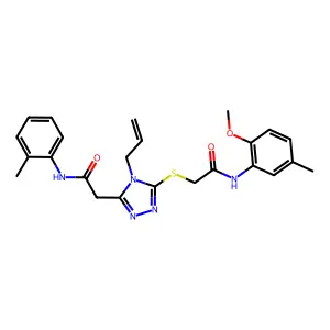2-[5-({2-[(2-methoxy-5-methylphenyl)amino]-2-oxoethyl}sulfanyl)-4-(prop-2-en-1-yl)-4H-1,2,4-triazol-3-yl]-N-(2-methylphenyl)acetamide structure
