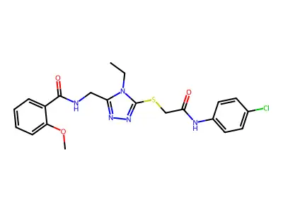 N-[[5-[2-(4-chloroanilino)-2-oxoethyl]sulfanyl-4-ethyl-1,2,4-triazol-3-yl]methyl]-2-methoxybenzamide structure