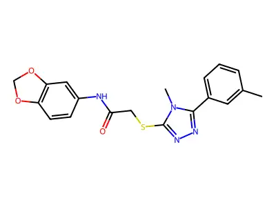 N-(1,3-benzodioxol-5-yl)-2-[[4-methyl-5-(3-methylphenyl)-1,2,4-triazol-3-yl]sulfanyl]acetamide structure