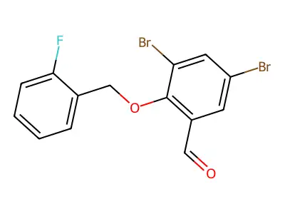 3,5-Dibromo-2-[(2-fluorobenzyl)oxy]benzaldehyde structure