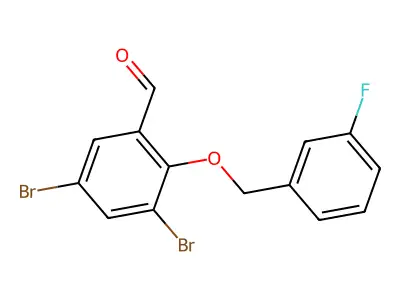 3,5-Dibromo-2-[(3-fluorobenzyl)oxy]benzaldehyde structure