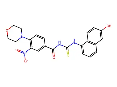 N-[(6-hydroxynaphthalen-1-yl)carbamothioyl]-4-morpholin-4-yl-3-nitrobenzamide structure