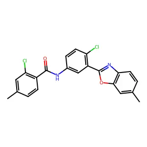 2-chloro-N-[4-chloro-3-(6-methyl-1,3-benzoxazol-2-yl)phenyl]-4-methylbenzamide structure