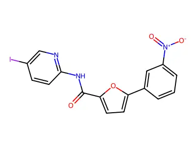 N-(5-iodopyridin-2-yl)-5-(3-nitrophenyl)furan-2-carboxamide structure
