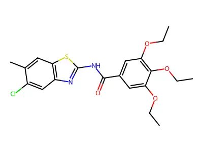 N-(5-chloro-6-methyl-1,3-benzothiazol-2-yl)-3,4,5-triethoxybenzamide structure
