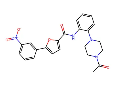 N-[2-(4-acetylpiperazin-1-yl)phenyl]-5-(3-nitrophenyl)furan-2-carboxamide structure