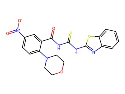 N-(1,3-benzothiazol-2-ylcarbamothioyl)-2-morpholin-4-yl-5-nitrobenzamide structure