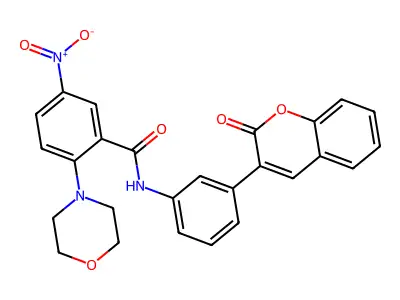 2-morpholin-4-yl-5-nitro-N-[3-(2-oxochromen-3-yl)phenyl]benzamide structure