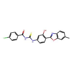 4-chloro-N-{[3-hydroxy-4-(6-methyl-1,3-benzoxazol-2-yl)phenyl]carbamothioyl}benzamide structure