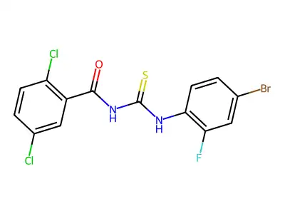 N-[(4-bromo-2-fluorophenyl)carbamothioyl]-2,5-dichlorobenzamide structure