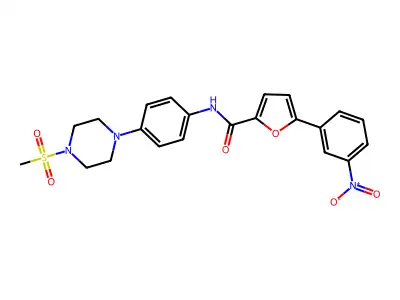 N-[4-(4-methylsulfonylpiperazin-1-yl)phenyl]-5-(3-nitrophenyl)furan-2-carboxamide structure