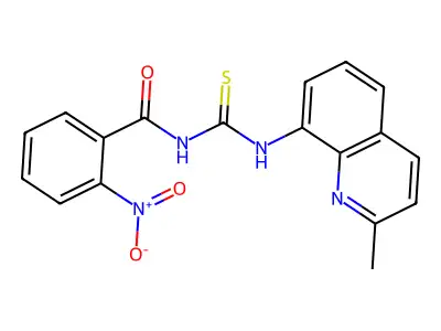 N-[(2-methylquinolin-8-yl)carbamothioyl]-2-nitrobenzamide structure