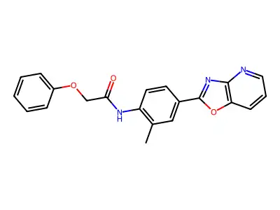 N-[2-methyl-4-([1,3]oxazolo[4,5-b]pyridin-2-yl)phenyl]-2-phenoxyacetamide structure